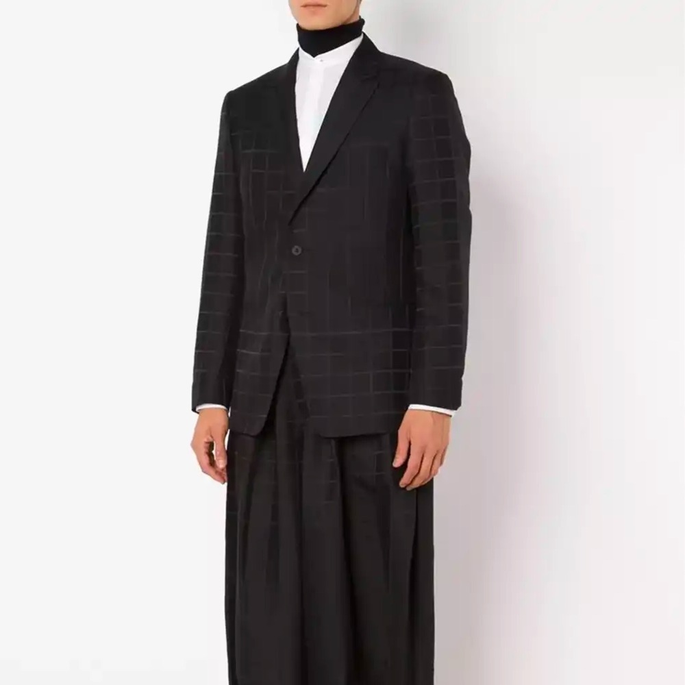 Issey Miyake Black Wool Blend Grid Blazer - Picture 3 of 16